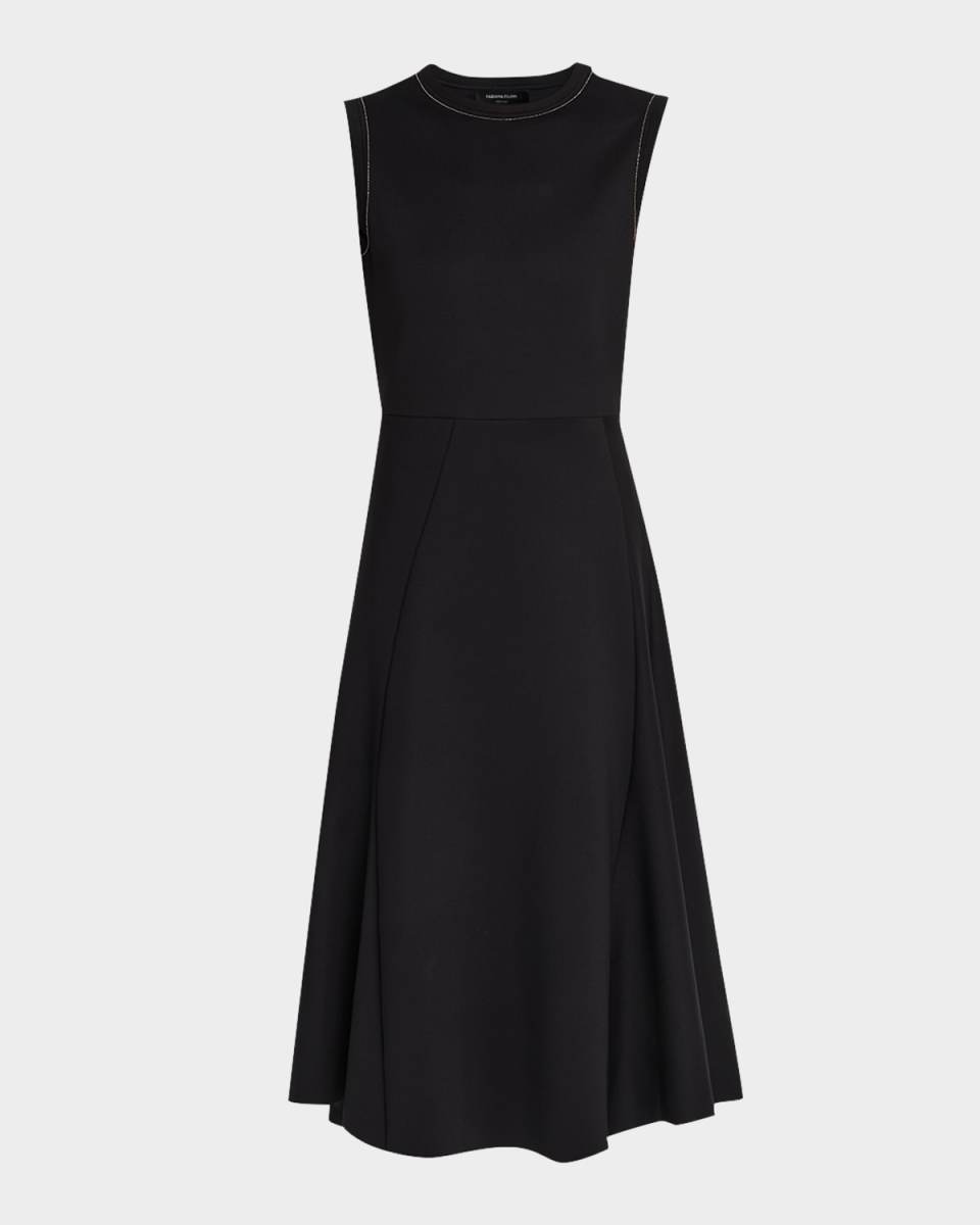 Sleeveless A-Line Scuba Midi Dress